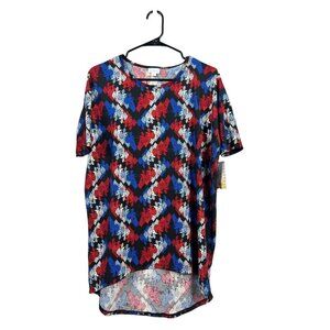 LuLaRoe Women's Navy Blue & Red Top